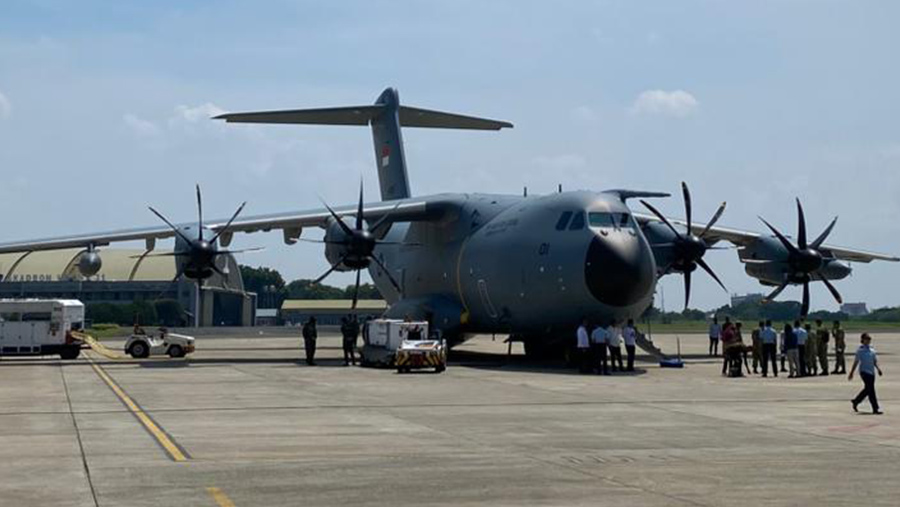 Pesawat A400M Alutsista Baru TNI AU Tiba di Halim (Bloomberg Technoz/Dovana Hasiana)