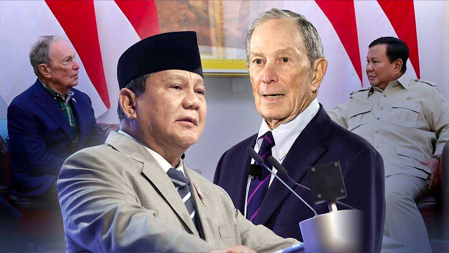 Presiden Prabowo Undang Michael Bloomberg Bahas Kerjasama. (Diolah dari Berbagai Sumber)