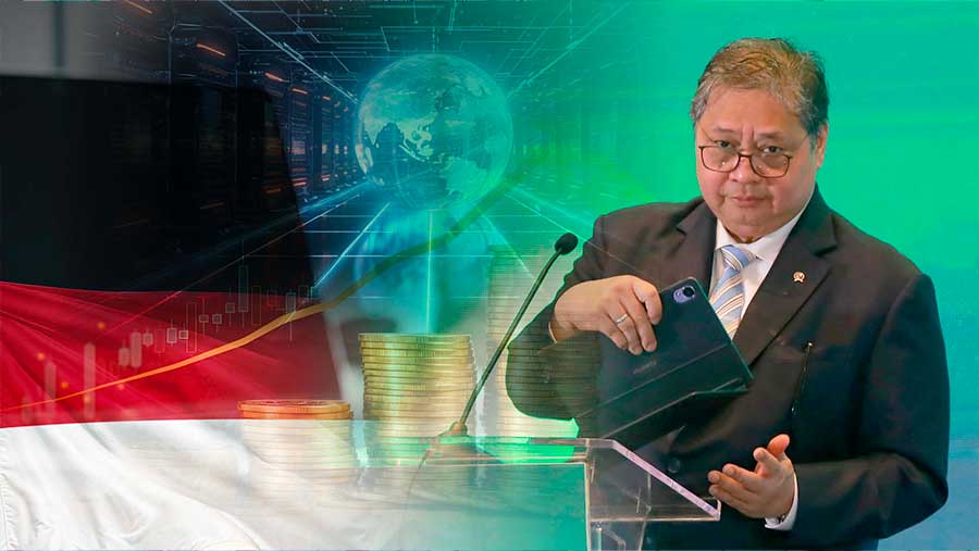 Airlangga Proyeksi Bisnis Ekonomi Digital Indonesia Tembus US$360 Miliar di 2030. (Bloomberg Technoz)