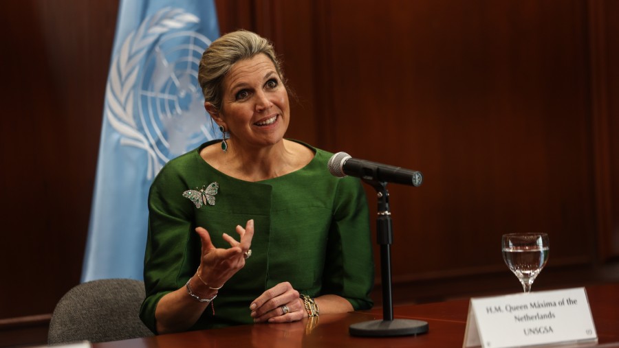 Ratu Belanda sekaligus Advokat Khusus Sekjen PBB untuk Kesehatan Keuangan (UNSGSA) Maxima Zorreguieta. (Ivan Valencia/Bloomberg)