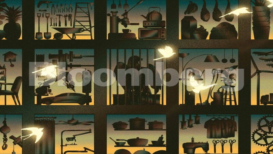 Ilustrasi oleh Raven Jiang untuk Bloomberg Businessweek (Sumber: Bloomberg)