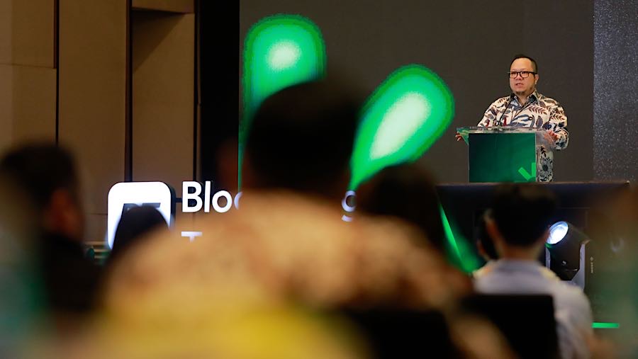 Direktur Pelaksana Investasi Danantara Indonesia Stefanus Ade Hadiwidja turut serta meramaikan acara Ecoverse 2025. (Bloomberg Technoz/Andrean)