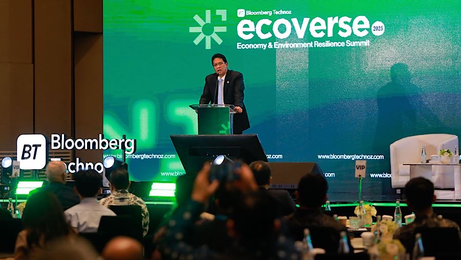 Menkeu, Purbaya Yudhi Sadewa saat Ecoverse 2025 & Peluncuran Bloomberg Businessweek Indonesia di Jakarta, Kamis (20/11/2025) (Bloomberg Technoz/Andre)