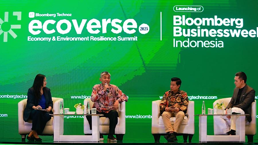 Setelah diskusi panel pertama acara Ecoverse 2025 dilanjutkan dengan diskusi panel sesi II yang tak kalah menarik. (Bloomberg Technoz/Andrean K)