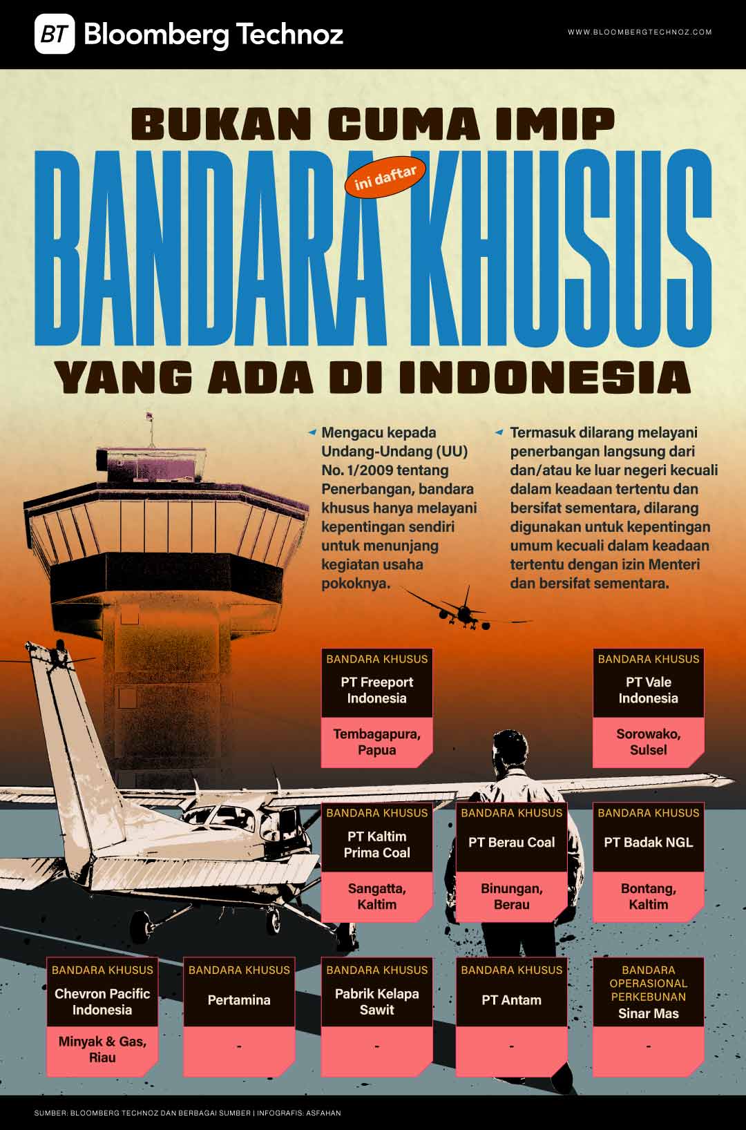 Bukan Cuma IMIP, Ini Daftar Bandara Khusus yang ada di Indonesia (Bloomberg Technoz/Asfahan)