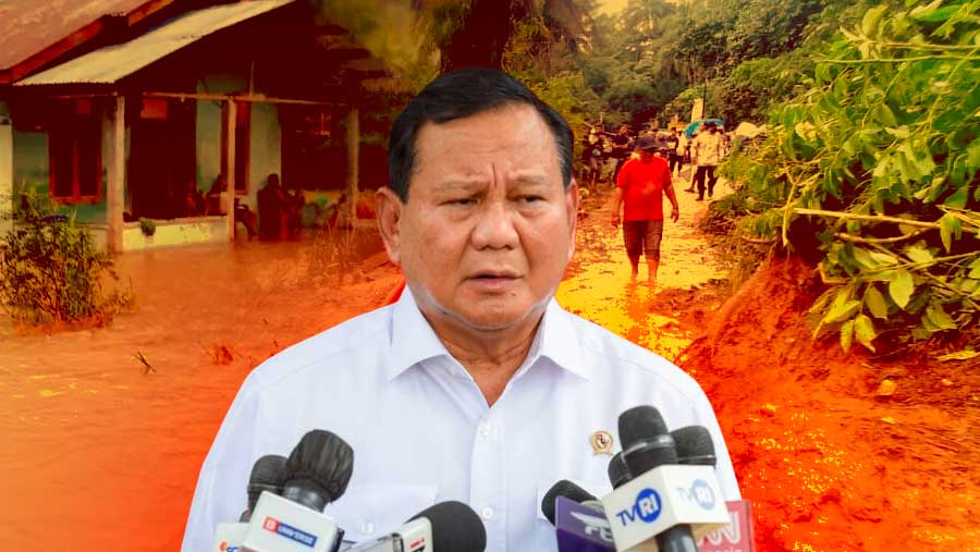 Ilustrasi Presiden Prabowo mengumumkan tanggap darurat bencana Sumatra Utara (Diolah)