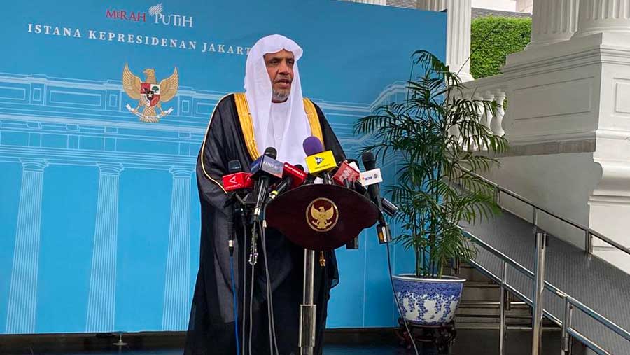 Sekretaris Jenderal Liga Muslim Dunia Syekh Dr. Muhammad bin Abdul Karim Al-Issa di Istana Negara. (Bloomberg Technoz/Dovana Hasiana)