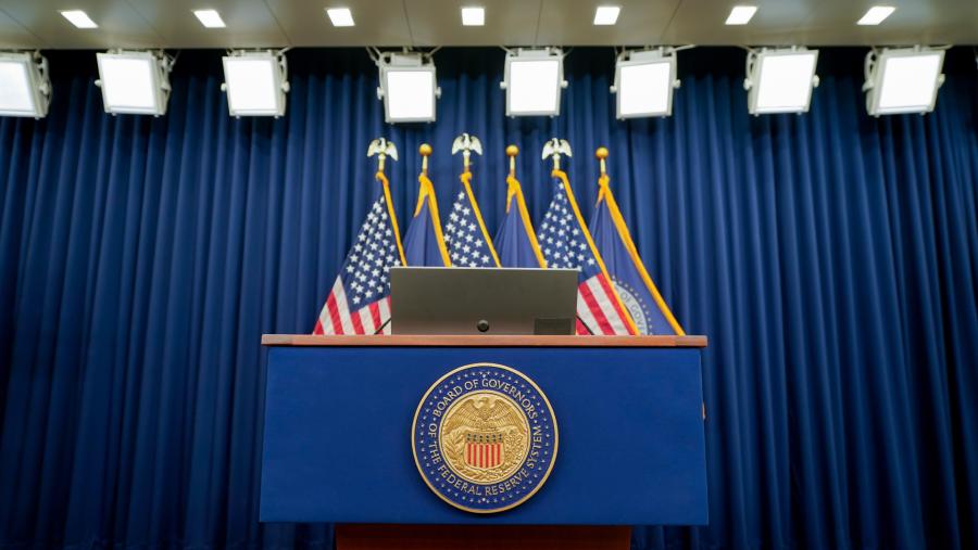 Podium Dewan Gubernur Federal Reserve (The Fed) di Washington. (Al Drago/Bloomberg)