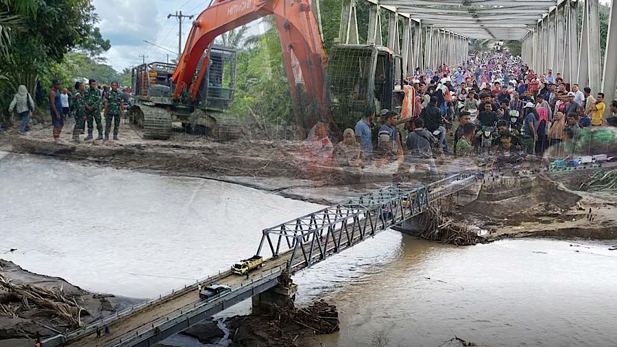 Progres Terbaru Pembangunan Empat Jembatan Rusak Akibat Bencana Sumatra. (Foto Diolah dari Bwrbagai Sumber)
