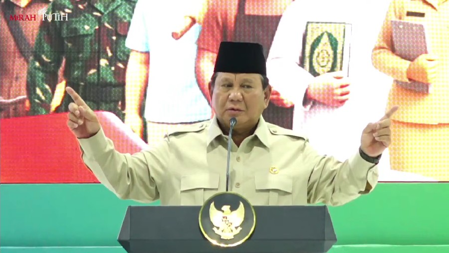 Presiden Prabowo Subianto singgung bonus atlet di sebuah acara di Banten, Sabtu, 20 Desember 2025. Youtube Sekretariat Presiden