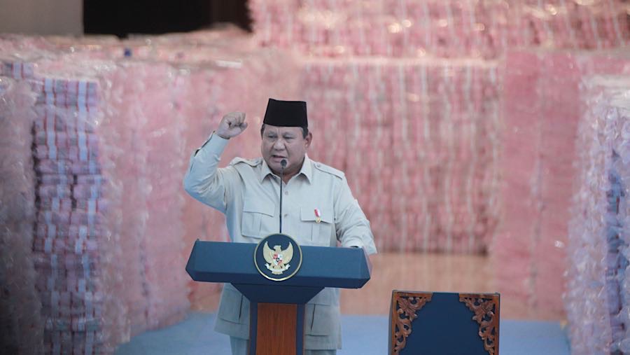 Dalam konfrensi tersebut dihadiri oleh Presiden Prabowo Subianto serta pejabat negara. (Bloomberg Technoz/Andrean Kristianto)