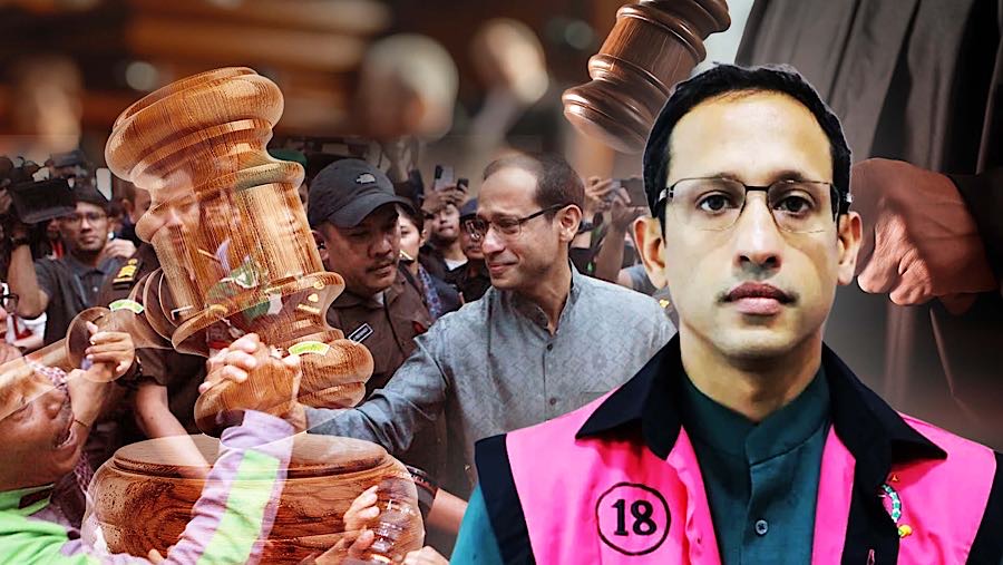 Nadiem Makarim Didakwa Rugikan Negara Rp2,1 Triliun. (Foto: Diolah dari Berbagai SUmber)