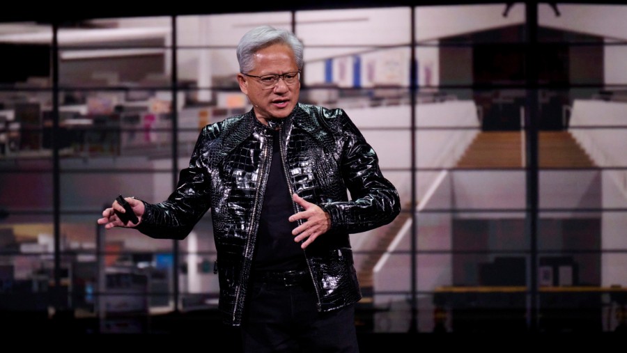 CEO Nvidia Corp., Jensen Huang dalam paparan terbaru di Consumer Electronics Show, Las Vegas, 6 Januari 2026. Bridget Bennett/Bloomberg