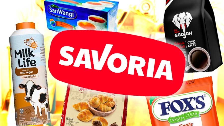 Ilustrasi grup savoria, setelah porto MilkLife, Kopi Gadjah, Pastry 5Days, dan Permen Fox's, kini sariwangi. (Diolah)