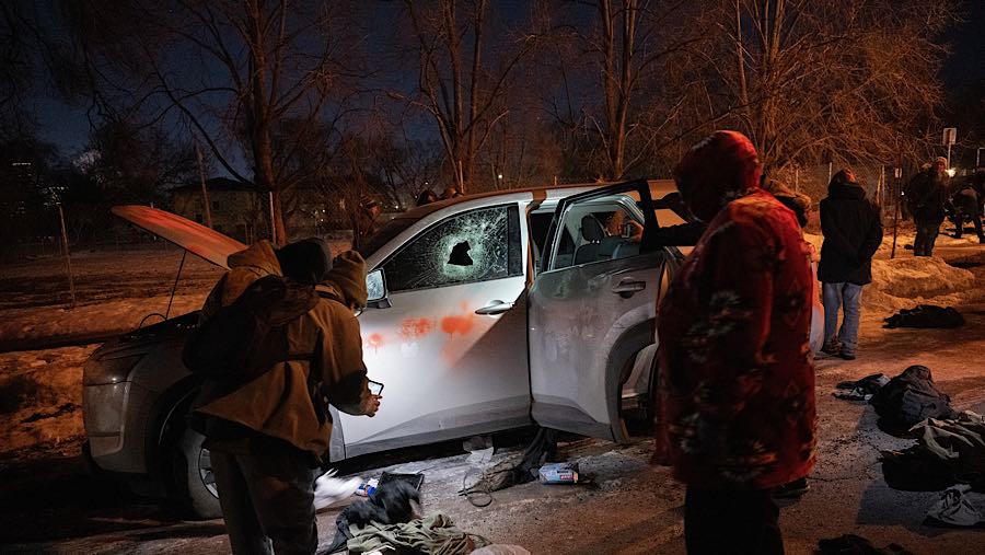 Insiden ini terjadi sepekan setelah seorang petugas imigrasi AS menembak mati Renee Good (37), seorang warga negara AS. (Victor J. Blue/Bloomberg)