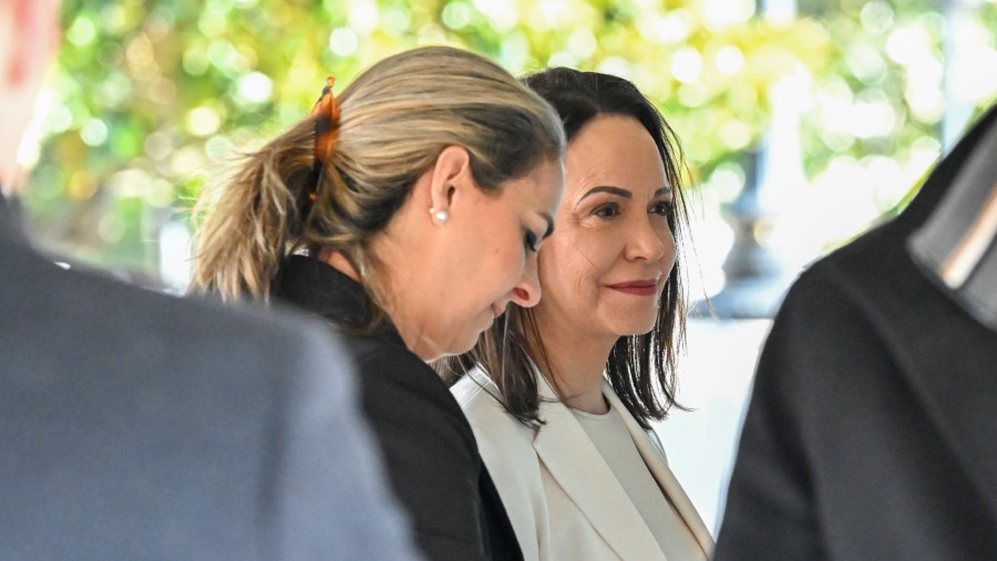 Maria Corina Machado, pemimpin oposisi Venezuela, tiba di Gedung Putih di Washington pada 15 Januari. (Fotografer: Graeme Sloan/Bloomberg)