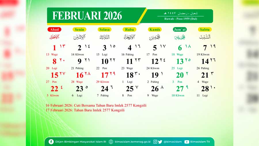 Ilustrasi kalender Jawa Februari 2026 (Dok. Kemenag)