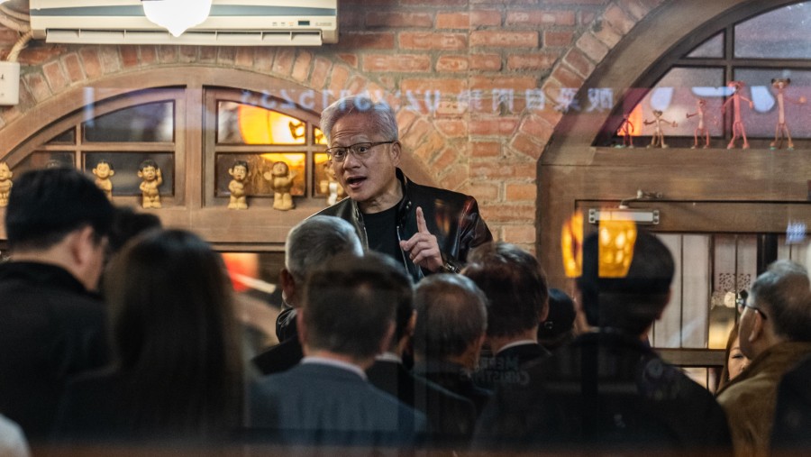 CEO Nvidia Jensen Huang dalam pertemuan di Taipei. Dok: Lam Yik Fei/Bloomberg