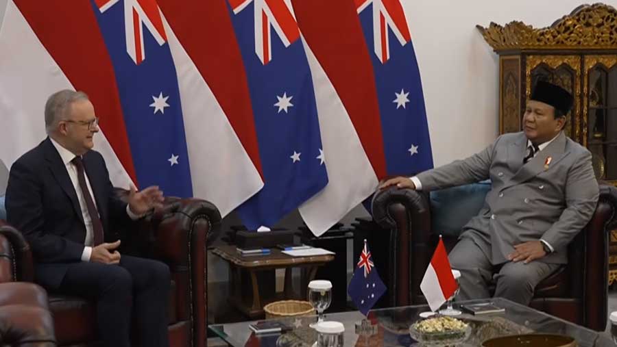 Kunjungan Kerja Perdana Menteri Australia Anthony Albanese di Istana Merdeka, 6/2/2026. (Tangkapan layar YouTube Sekretariat Presiden)