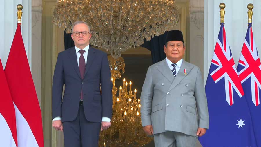 Kunjungan Kerja Perdana Menteri Australia Anthony Albanese di Istana Merdeka, 6/2/2026. (Tangkapan layar YouTube Sekretariat Presiden)