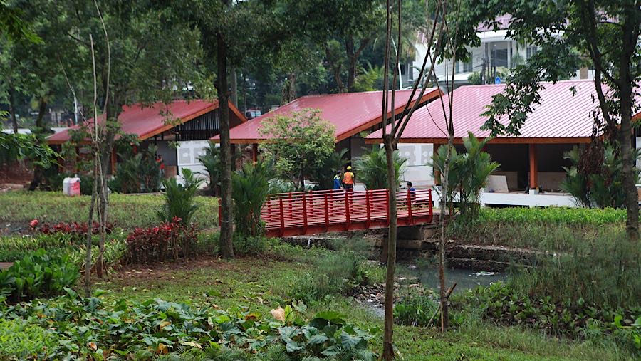 Taman ini diproyeksikan menjadi ruang terbuka hijau (RTH) bagi masyarakat yang ingin berolahraga. (Bloomberg Technoz/Andrean Kristianto)