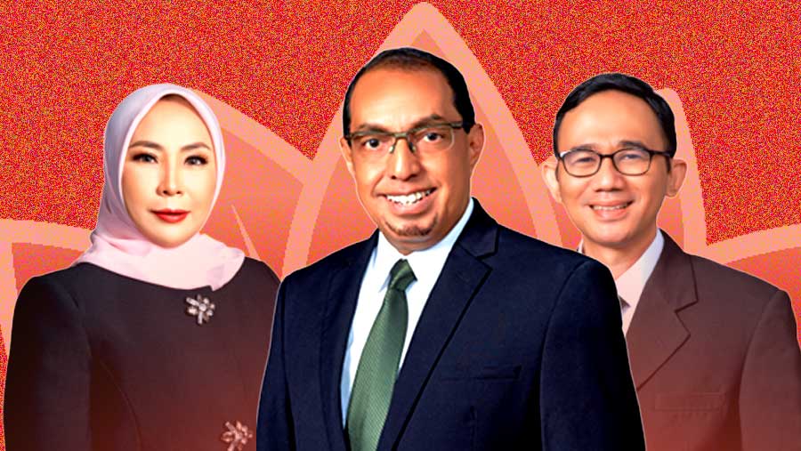 Dirut DSI Taufiq Aljufri, Komisaris DSI Arie Rizal Lesmana dan Eks Dirut DSI Mery Yuniarni (Diolah)