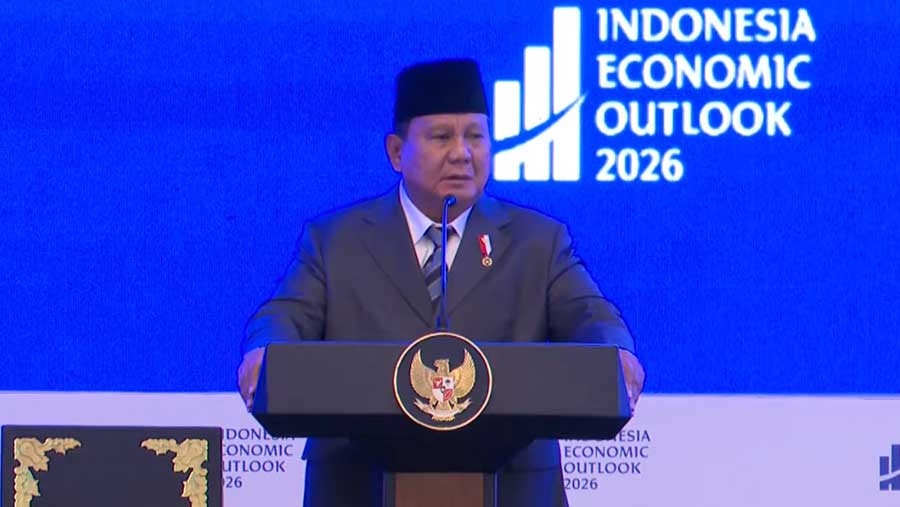 Pidato Presiden Prabowo Subianto di Indonesia Economic Outlook 2026, Jakarta, 13 Februari 2026 (YouTube Sekretariat Presiden)