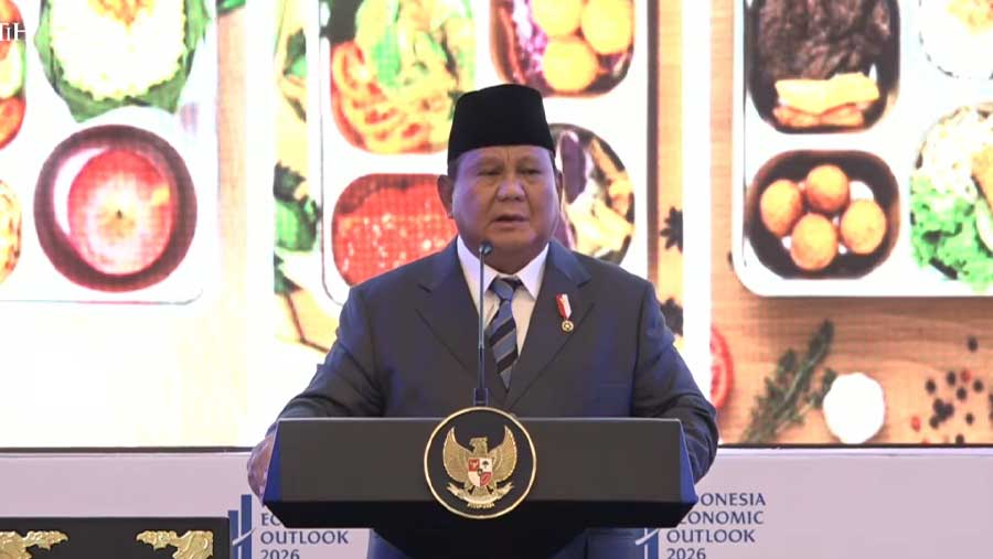 Pidato Presiden Prabowo Subianto di Indonesia Economic Outlook 2026, Jakarta, 13 Februari 2026 (YouTube Sekretariat Presiden)
