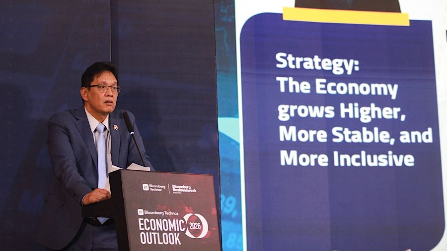 Agenda utama dengan sesi Keynote + 1 on 1 Interview bersama Purbaya Yudhi Sadewa, Menteri Keuangan RI. (Bloomberg Technoz/Andrean Kristianto)