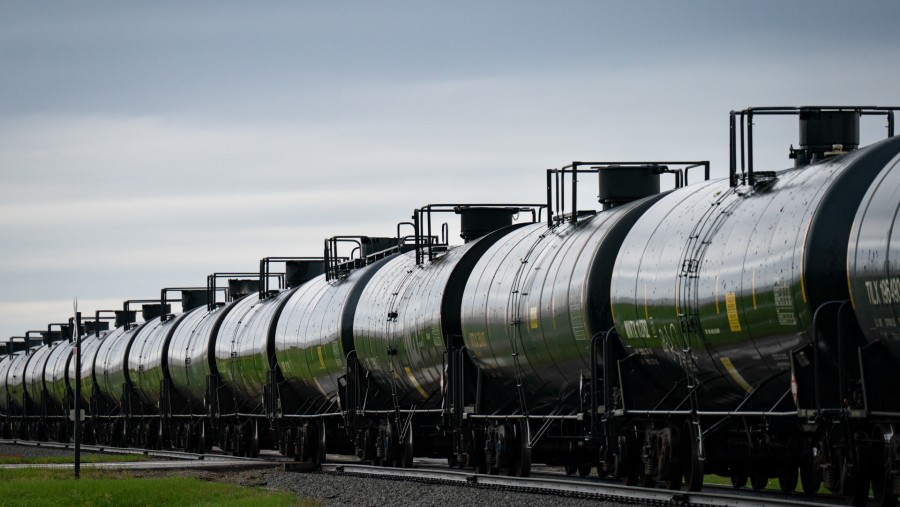 Gerbong kereta yang bermuatan etanol tiba di Pelabuhan Little Rock di Little Rock, Arkansas. (Fotografer: Al Drago/Bloomberg)