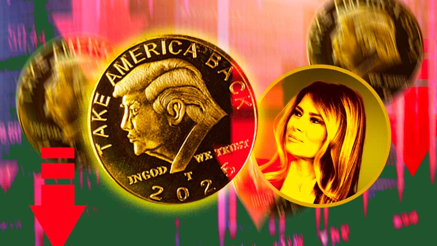 Ilustrasi Token Meme Trump dan Melania Jeblok (Diolah)