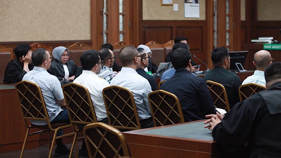 Suasana sidang lanjutan kasus kasus dugaan korupsi tata kelola minyak mentah di Pengadilan Tipikor, Selasa (24/2/2026). (Bloomberg Technoz/Andrean K)