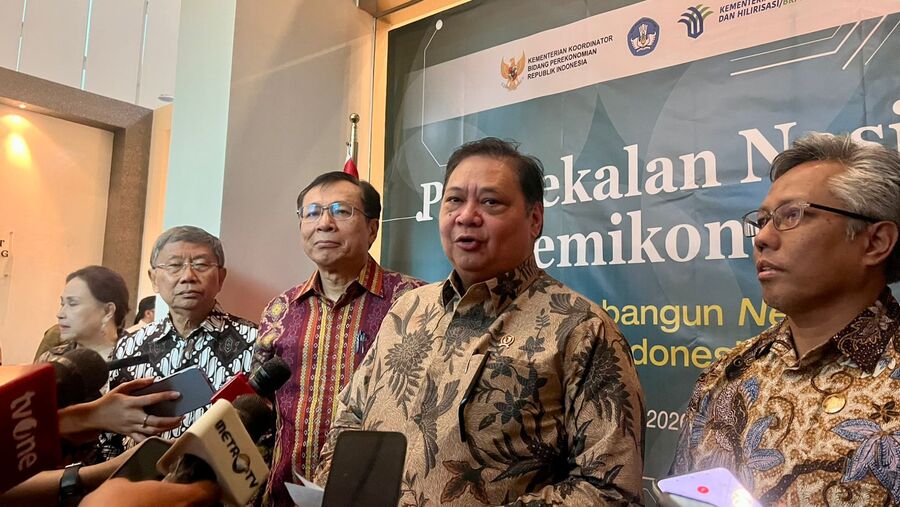 Menteri Koordinator Bidang Perekonomian, Airlangga Hartanto dalam Pembekalan Talenta Semikonduktor, Kamis (5/3/2026 (Bloomberg Technoz/ Mis Fransiska)