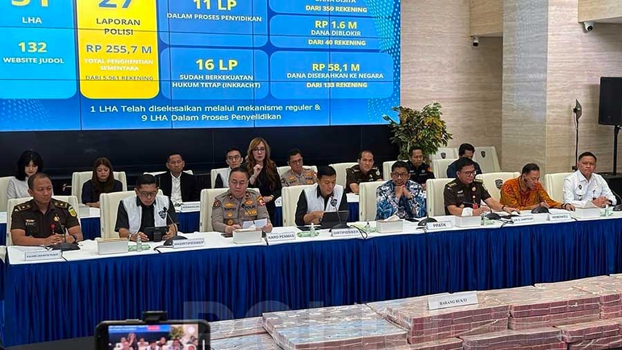 Polri sita aset 132 situs judi online (judol) senilai Rp58 miliar. (Dok Humas Polri)
