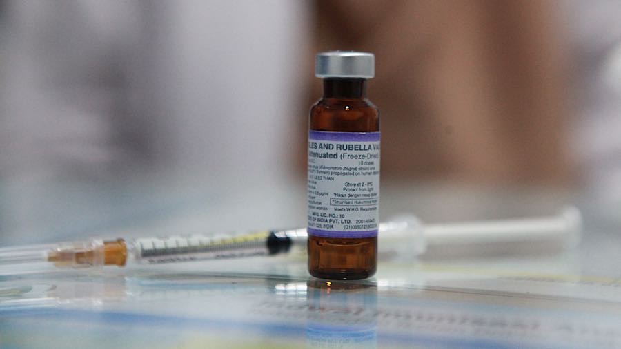 Vaksin campak Measles-Rubella (MR) di Rumah Vaksinasi Pusat, Jakarta, Kamis (12/3/2026). (Bloomberg Technoz/Andrean Kristianto)
