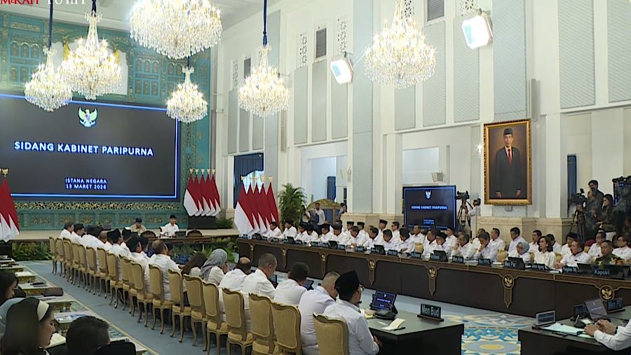Presiden Prabowo saat Sidang Kabinet Paripurna, Istana Negara. (Tangkapan Layar Youtube Setpres)
