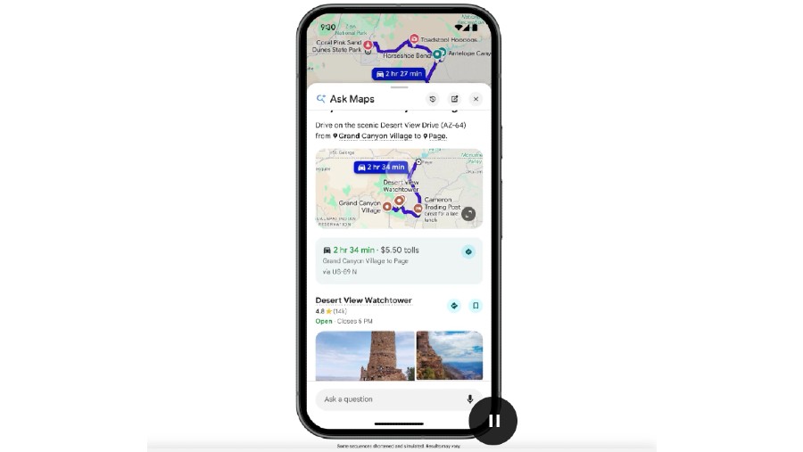 Ilustrasi fitur Ask Map dengan teknologi Gemini AI di Google Maps (Andrew Harrer/Bloomberg)