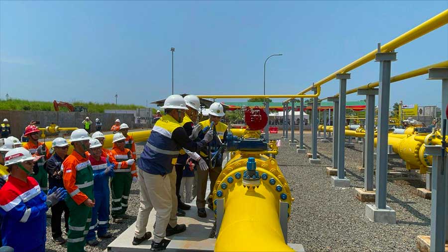 Pembangunan Rampung, ESDM Resmikan Pengaliran Perdana Gas di Pipa Cisem 2 (Bloomberg Technoz/Azura Yumna)