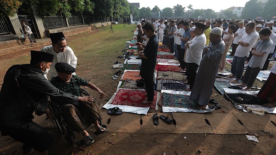 Penetapan ini berbeda dengan Pemerintah yang menetapkan 1 Syawal 1447 Hijriah jatuh pada Sabtu, 21 Maret 2026. (Bloomberg Technoz/Andrean Kristianto)