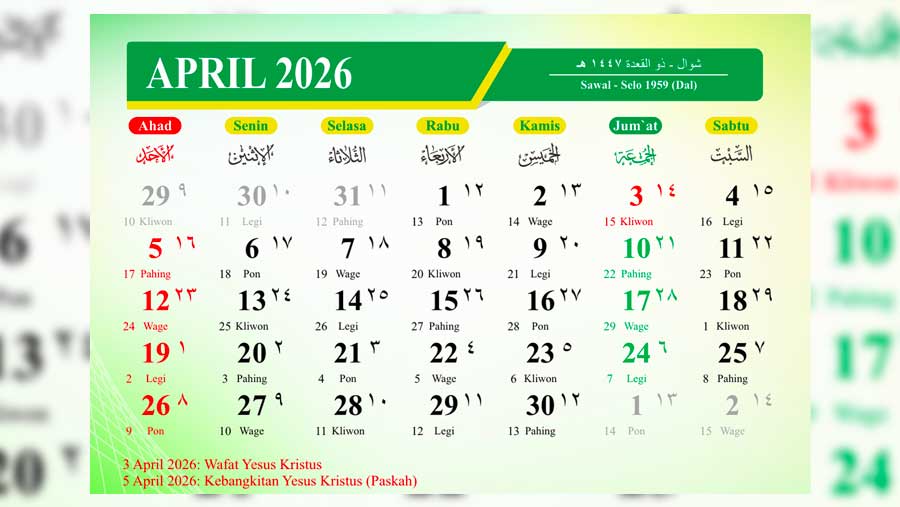Ilustrasi kalender jawa April 2026 (Dok. Kemenag RI)