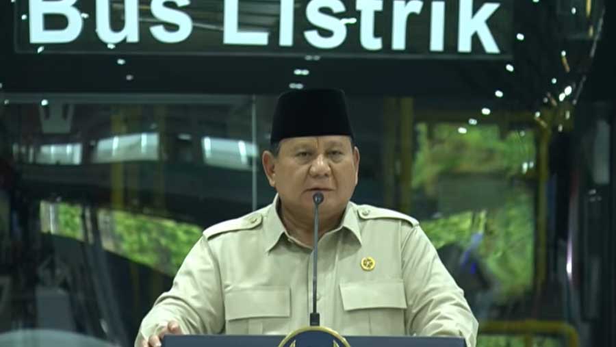 Presiden Prabowo Resmikan Pabrik Perakitan Kendaraan Komersial Berbasis Listrik. (9/4/2026). (Tangakapan layar YouTube Setpres)