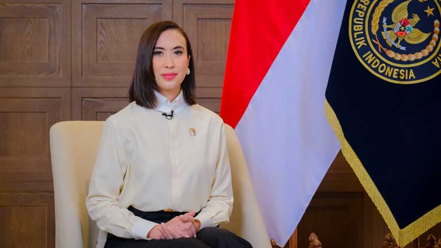 Menteri Pariwisata Widiyanti Putri Wardhana saat Laporan Bulanan Kementerian Pariwisata, Selasa (7/4), di Jakarta. (Dok. Kemenpar)