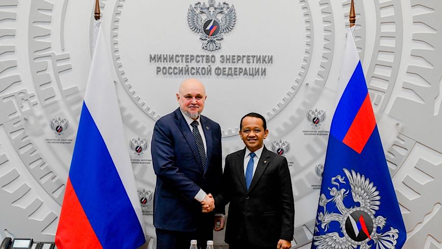 Pertemuan Menteri ESDM RI, Bahlil Lahadalia bersama Menteri Energi Rusia Sergey Tsivilev di Moskwa, selasa (14/4/2026). (Dok. Kementerian ESDM)