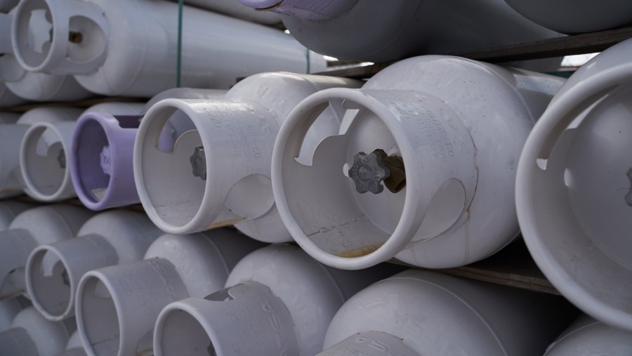 Tabung gas LPG./Bloomberg-Mauricio Palos