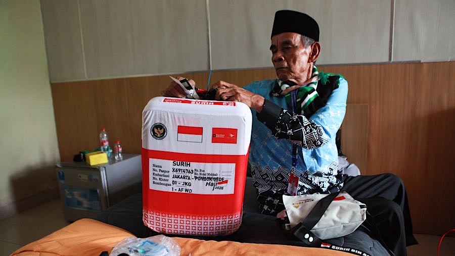 Pemberangkatan dilakukan melalui dua maskapai yakni Garuda Indonesia dan Saudia Airlines  (Bloomberg Technoz/Andrean Kristianto)