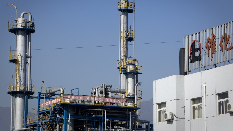 Kilang Dongfanghong milik China Petroleum and Chemical Corp. (Sinopec) terlihat di Beijing, China./Bloomberg-Nelson Ching