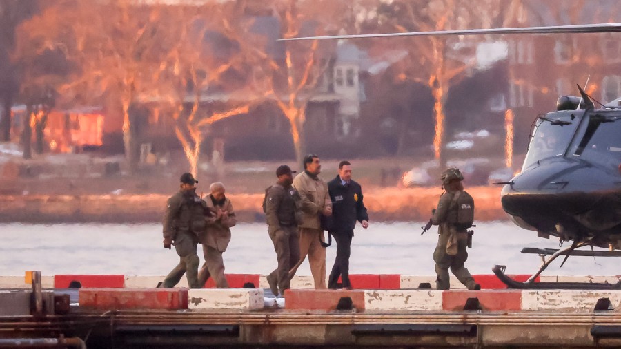 Nicolas Maduro saat tiba di helipad Wall Street menjelang sidang pengadilan di New York pada Januari 2026. (Fotografer: Michael Nagle/Bloomberg)