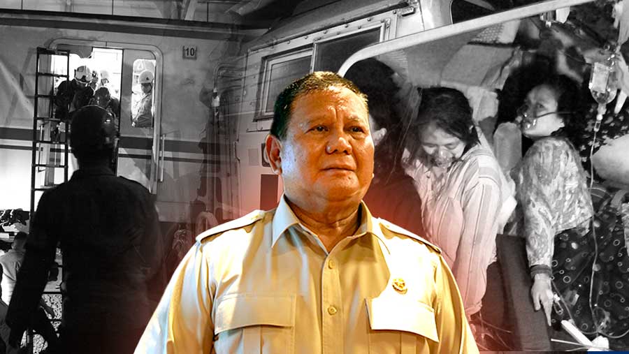 Ilustrasi Presiden Prabowo saat kecelakaan KA di Bekasi (Diolah berbagai sumber)