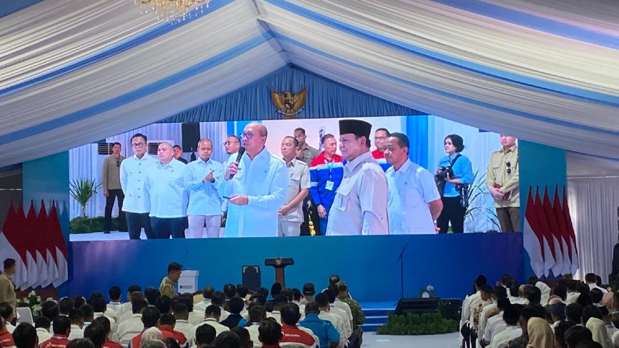 Groundbreaking proyek hilirisasi fase 2 Danantara di Cilacap, Rabu (29/4/2026)./Bloomberg Technoz-Dovana Hasiana