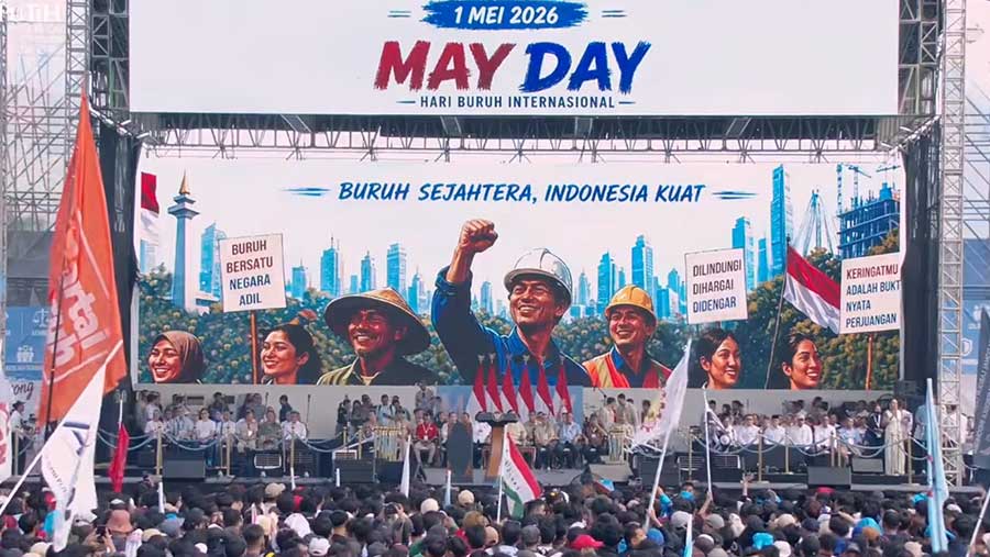 Peringatan Hari Buruh Internasional, Monumen Nasional, 1 Mei 2026 (Tangkapan layar YouTube Sekretariat Presiden)